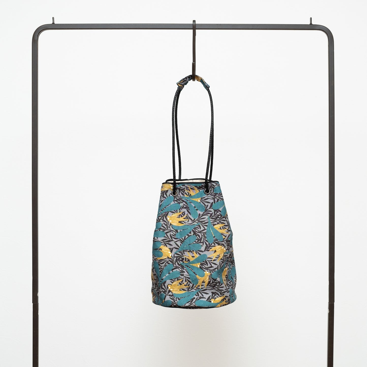 Sac seau en lin imprimé japonais 'Dalston' Aqua | YARN&COPPER