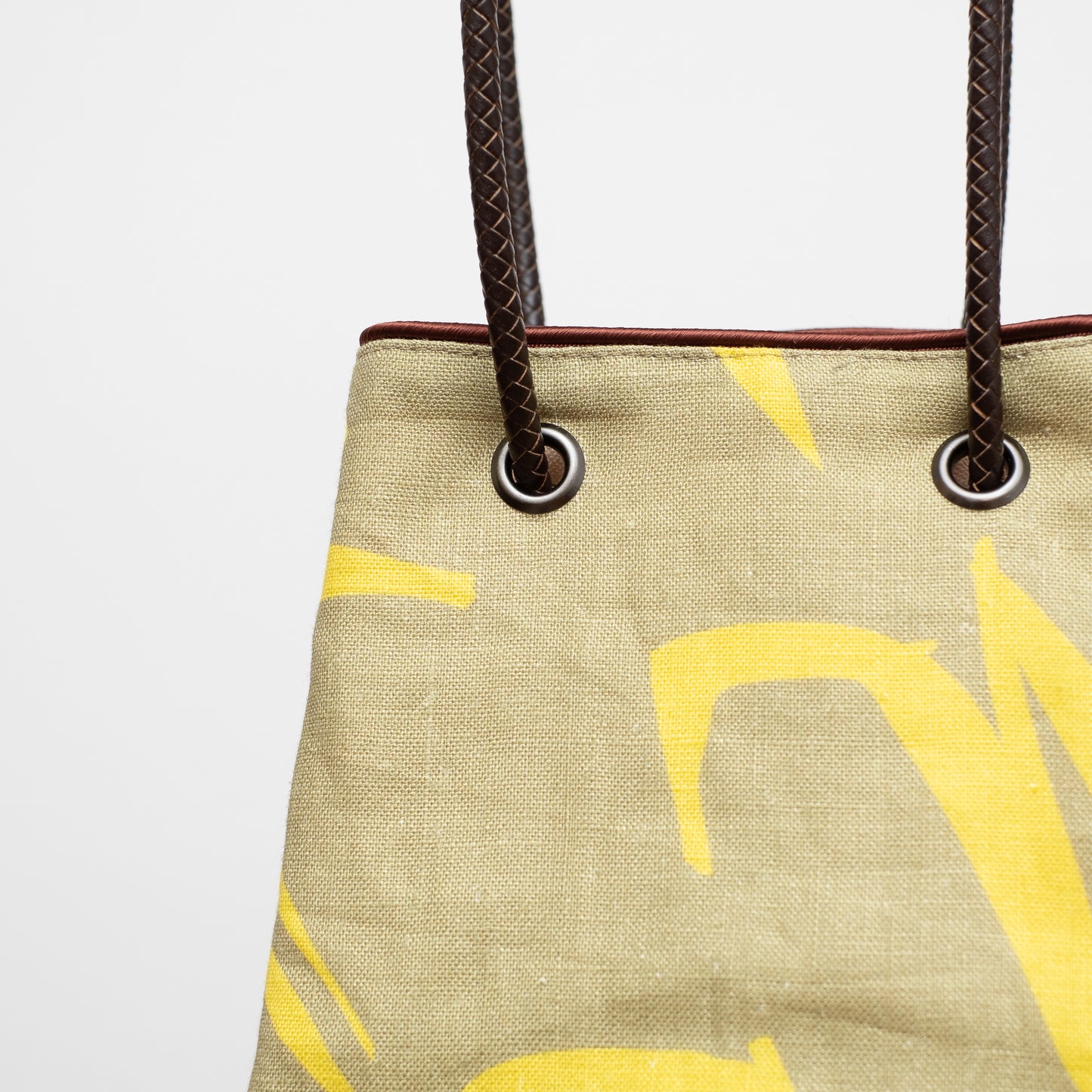 Japanese Printed Linen bucket bag 'Dalston' Aqua | YARN&COPPER