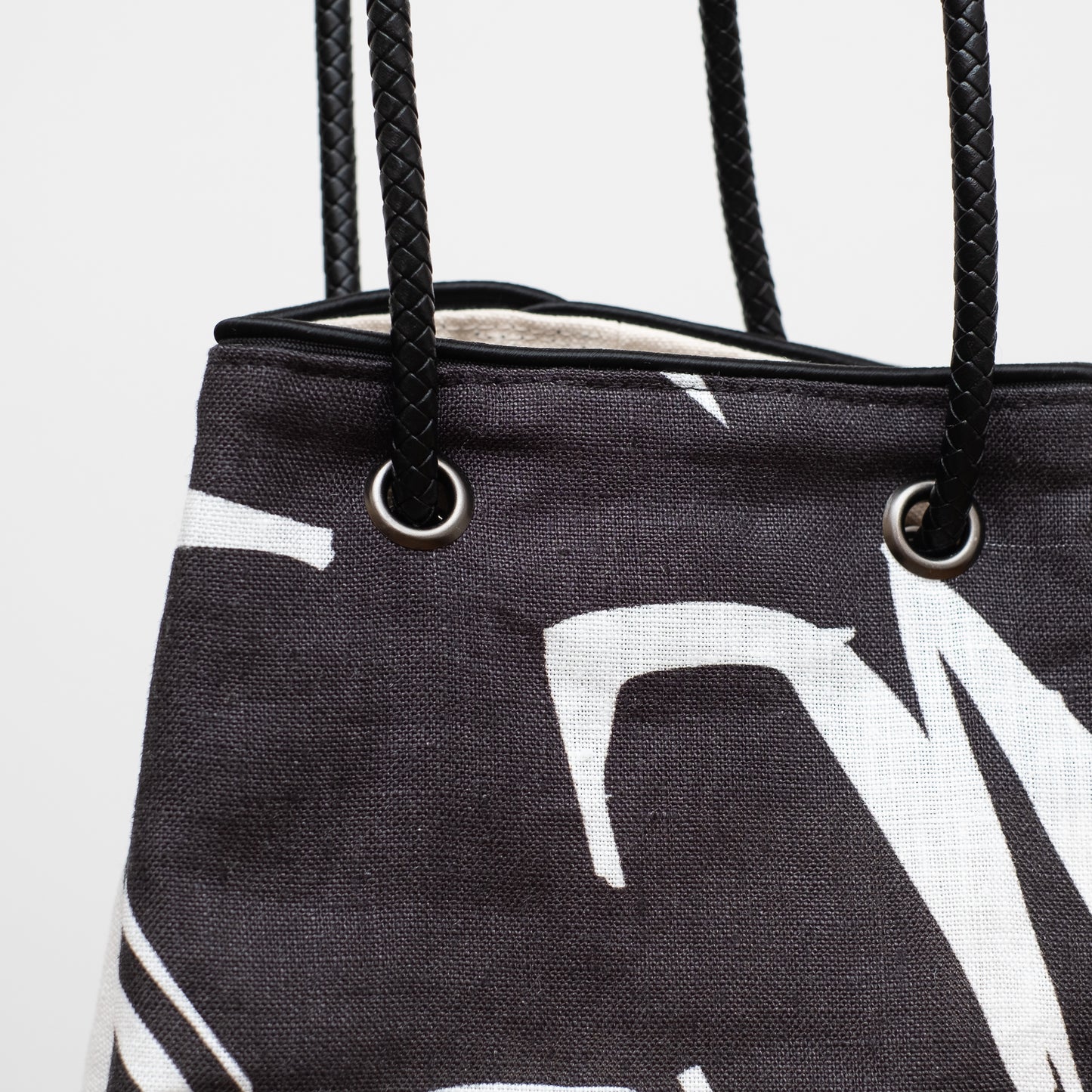 Sac seau en lin imprimé japonais 'Dalston' Aqua | YARN&COPPER