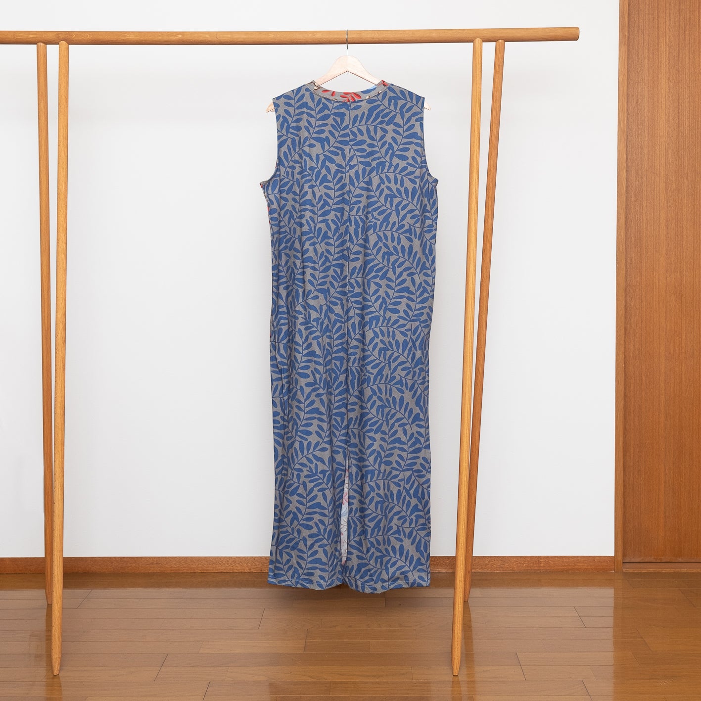 Robe débardeur gris foncé en coton bio imprimé japonais 'Belgravia'