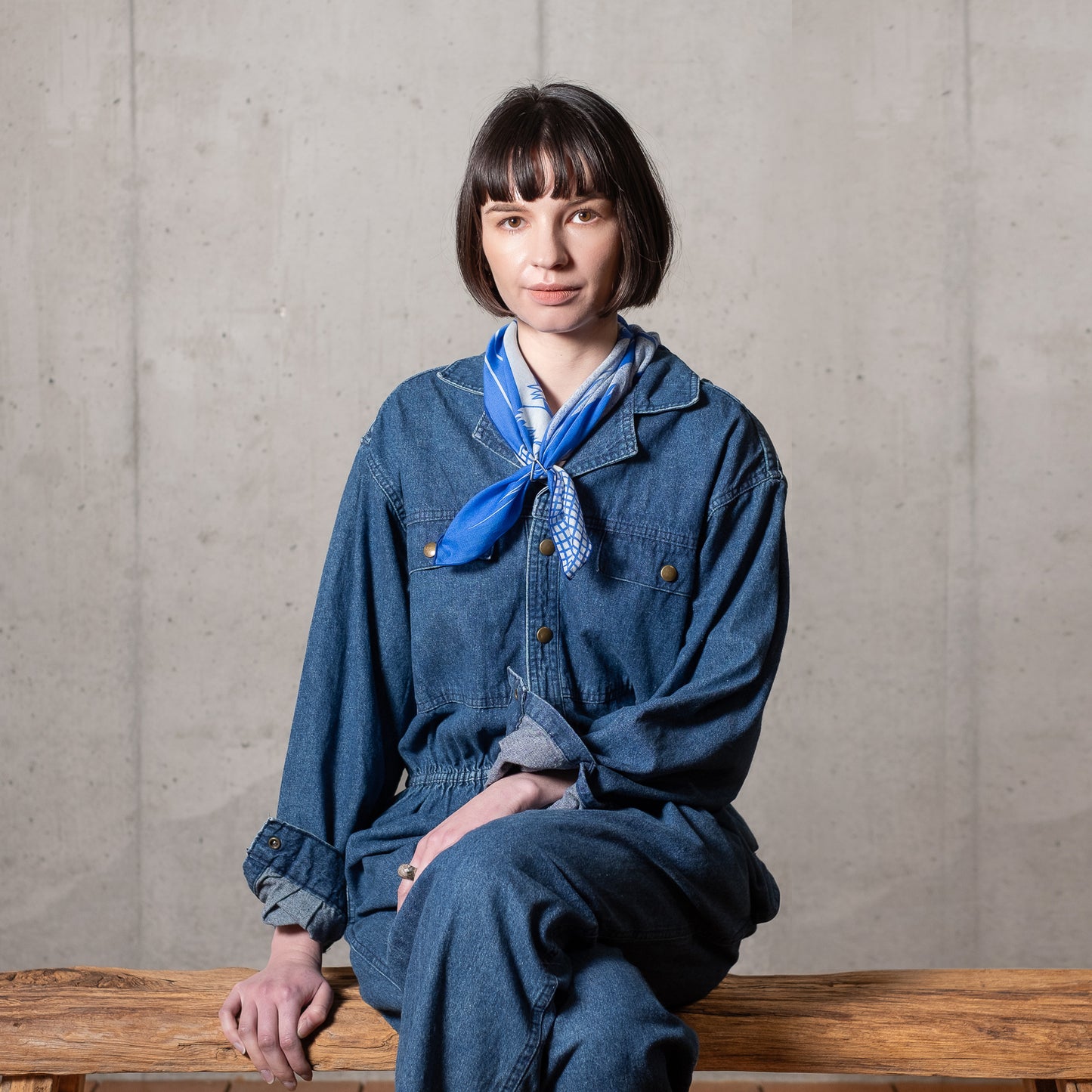 Organic cotton 'Resort Hotel' リング付きミニスカーフ