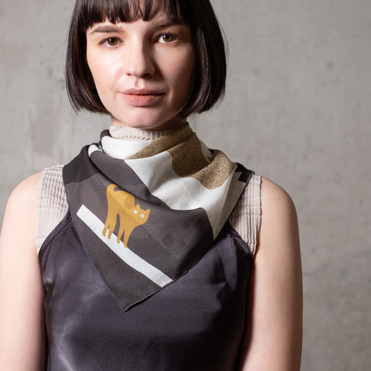 Pre-order scheduled for August! Organic Cotton 'Acrocats' mini scarf with ring