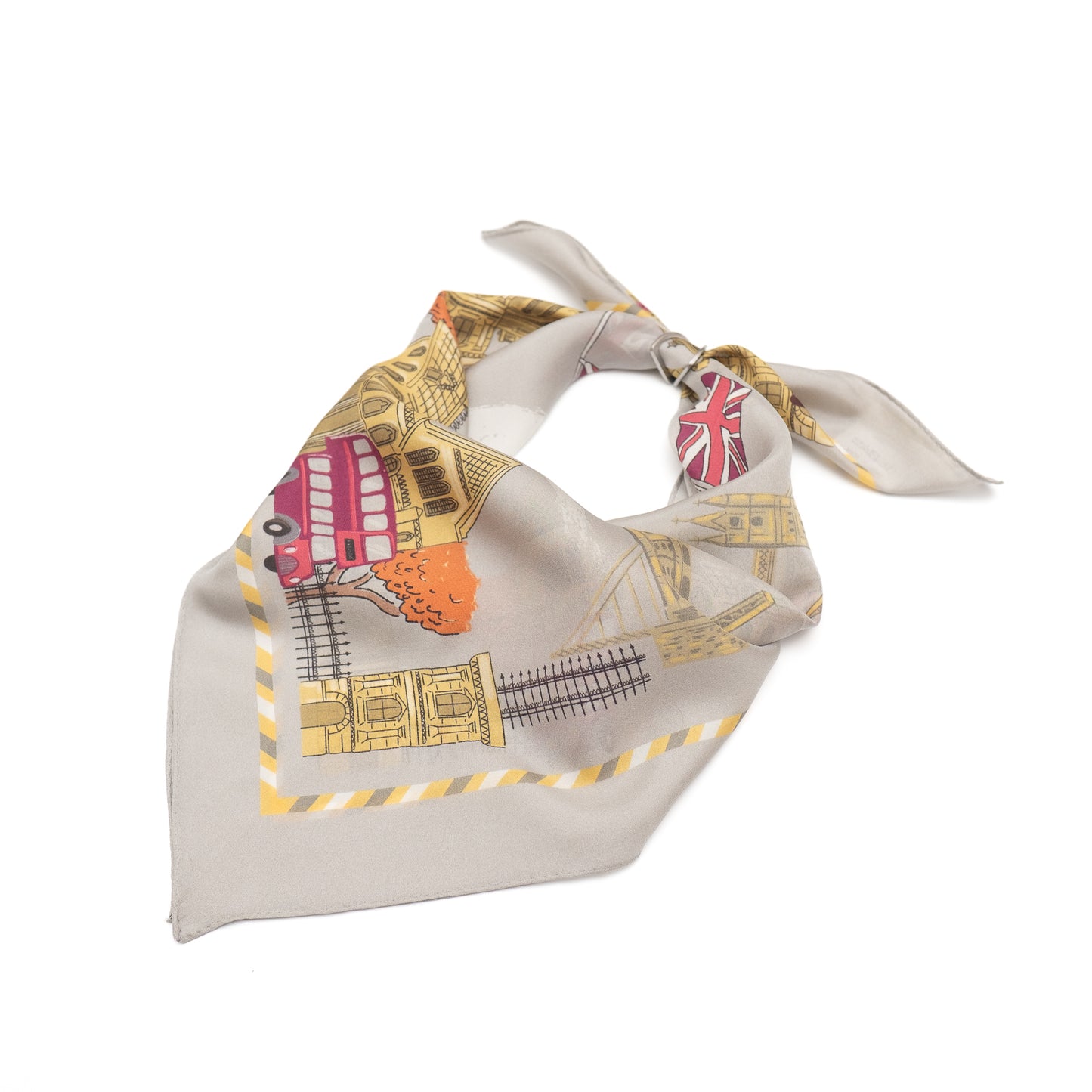 Japanese Printed Silk 'Polka Dot Queen' navy mini scarf with wave ring