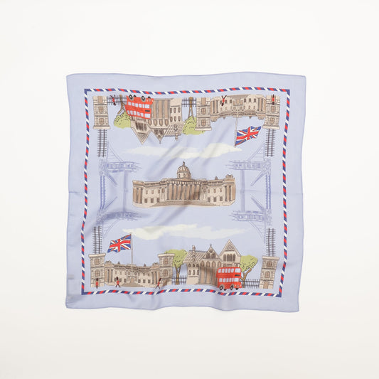 Silk 'Via London' sky blue リング付きミニスカーフ