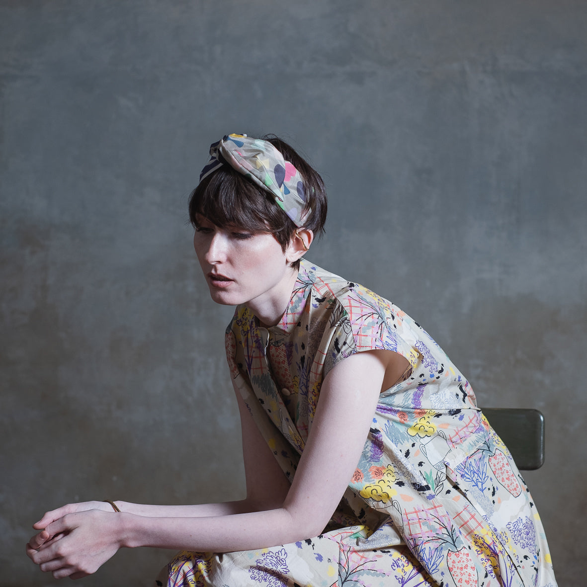 Réapprovisionner! Robe chemise froncée en coton bio imprimé japonais 'Pluto and Beyond'