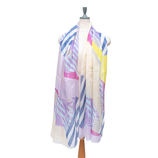 近江のリネン 'Floral Breeze' purple ロングストール