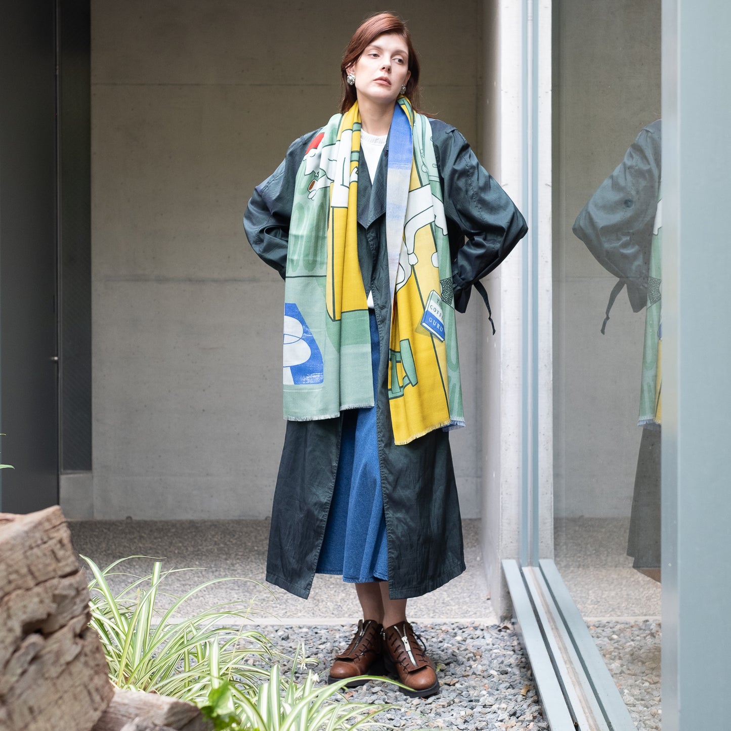 Superfine Merino Wool 'The Coffee Guru' 二重仕立てのロングストール