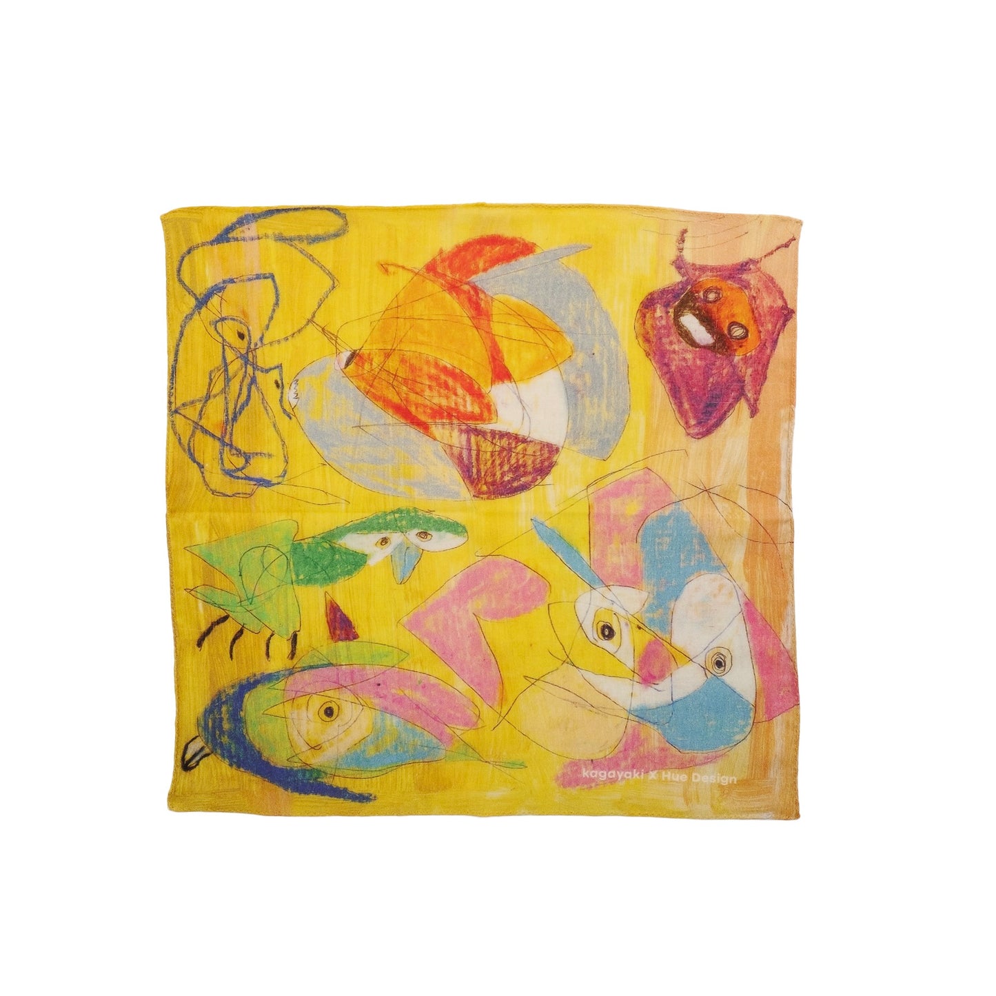 Mini-écharpe bleu marine en soie imprimée japonaise 'Polka Dot Queen' avec anneau vague