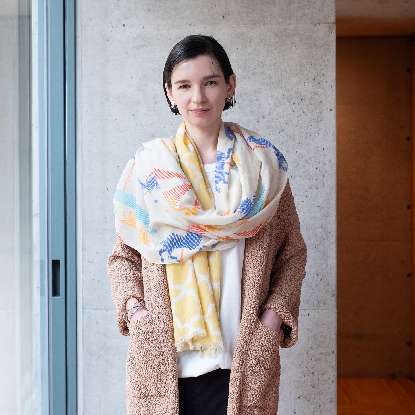 オーガニックコットンのロングストール 'Parisian Carosel' peach