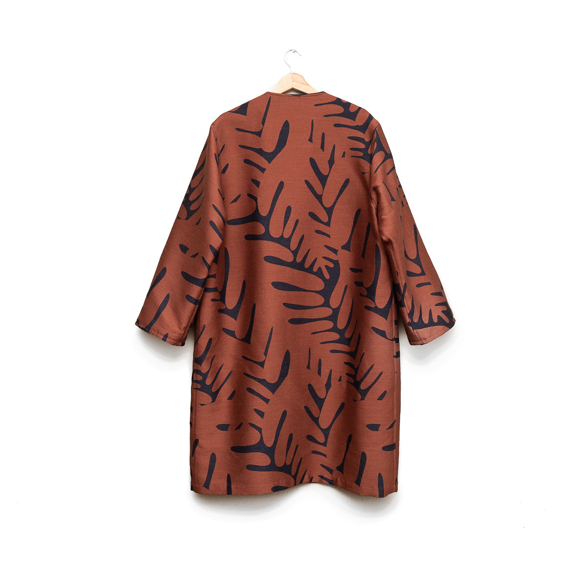 <受注生産:10月中〜末予定>播州織 Wool/Cotton コクーンコート- brown/d.grey