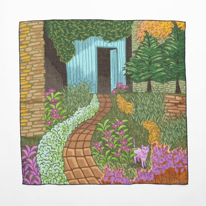 Organic cotton 'Molly's Secret Garden'  リング付きミニスカーフ