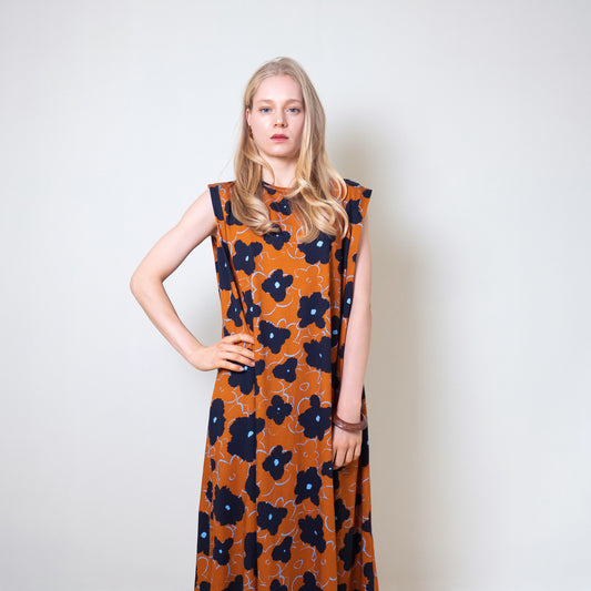 ライブ紹介 No,3 Organic Cotton 'Preston Bloom' brown Aラインドレス