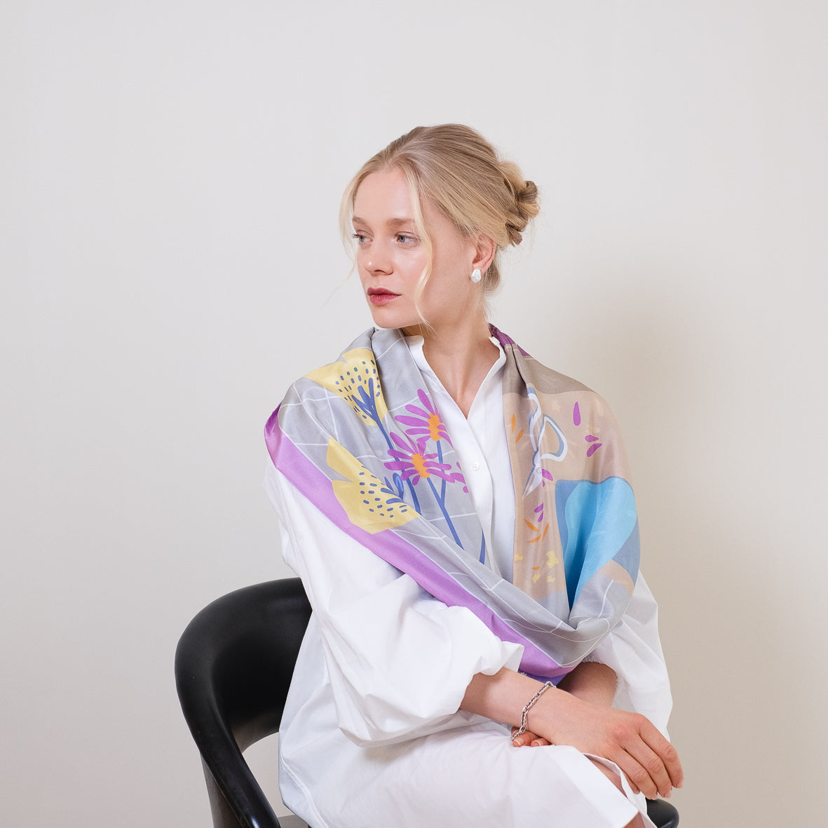 Silk/Silk 'Arrangement' lavender ループスカーフ