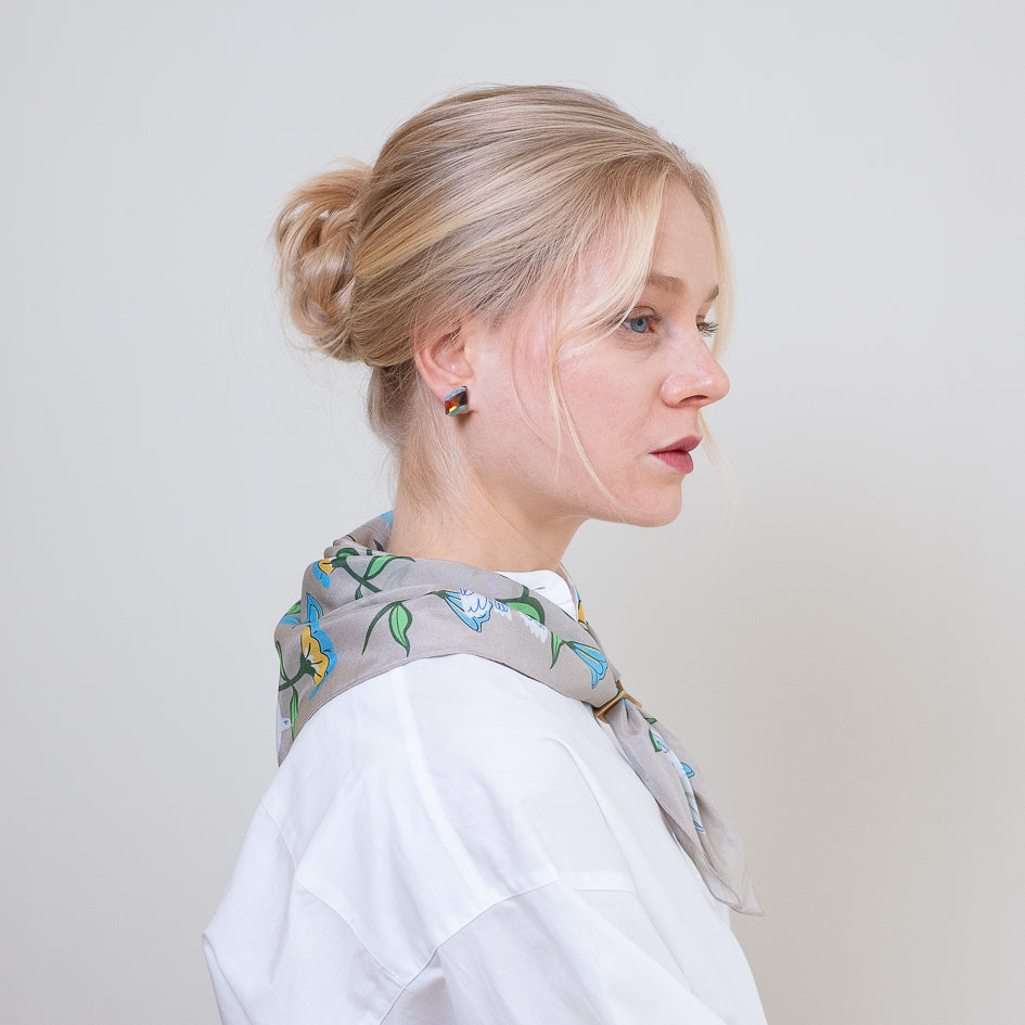 9月下旬〜10月上入荷!Silk Cotton 'Tamworth' sandy grey リング付きミニスカーフ