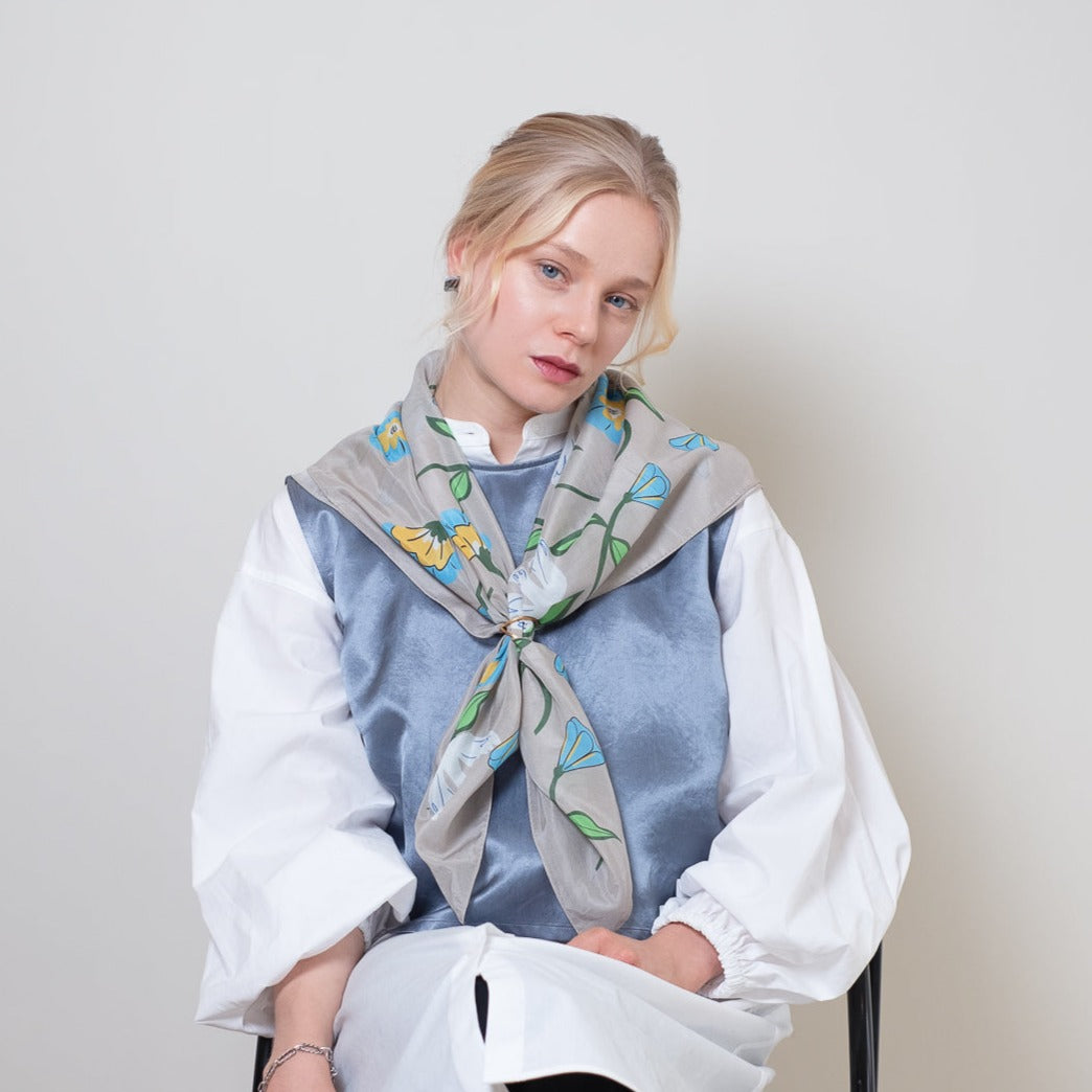 9月下旬〜10月上入荷!Silk Cotton 'Tamworth' grey 大判スカーフ