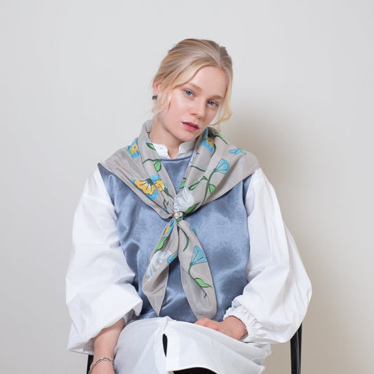 9月下旬〜10月上入荷!Silk Cotton 'Tamworth' grey 大判スカーフ
