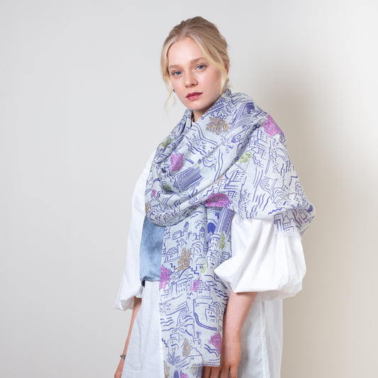 近江のリネン 'Châteaux' chalk white ロングストール