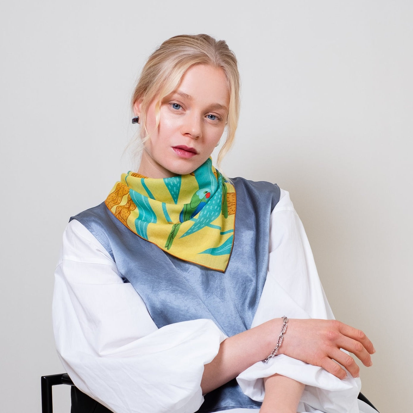 サンプルセール Organic cotton 'Nicaragua' yellow ミニスカーフ