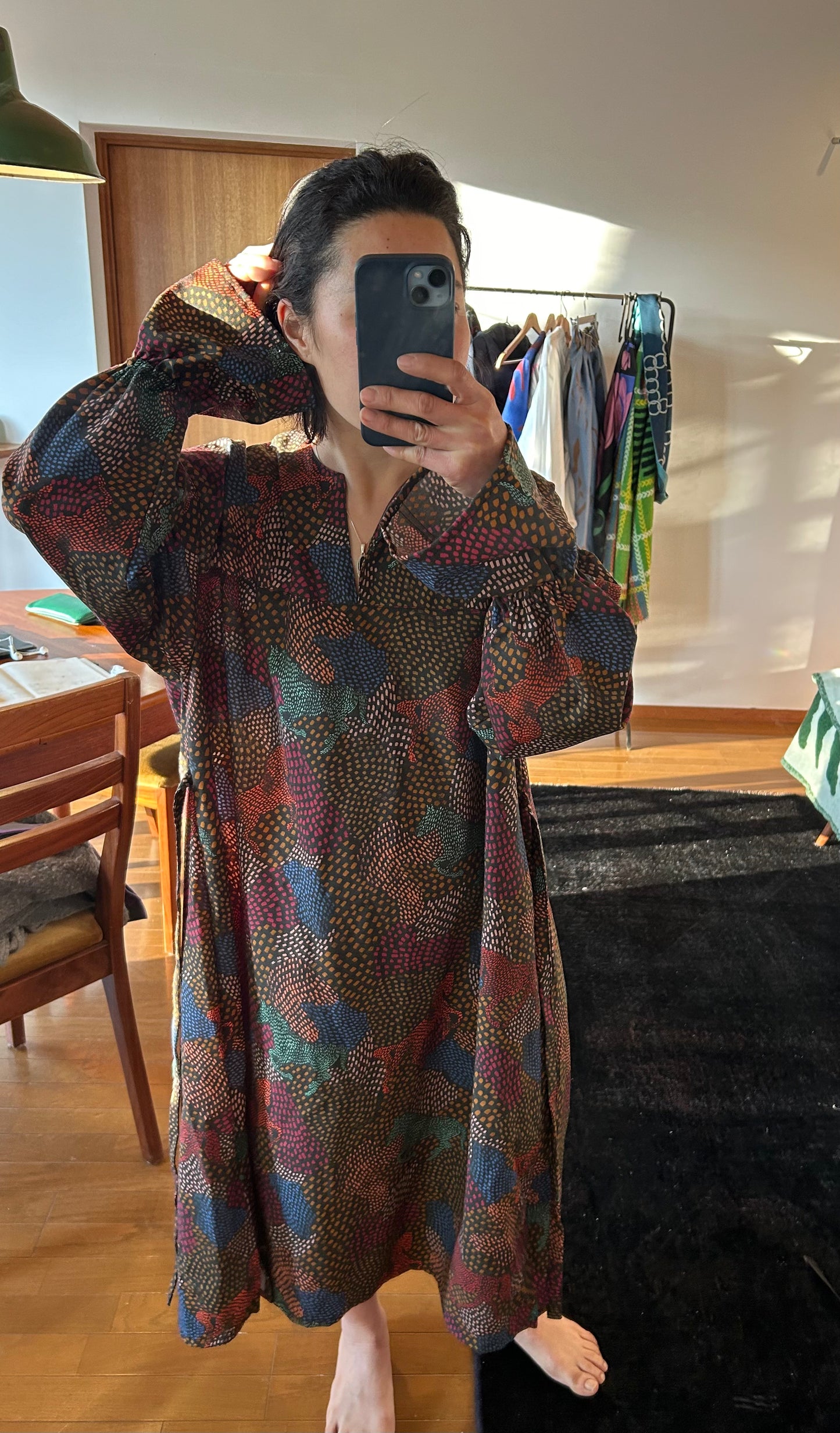 Banshu Ori Robe Manteau Japonais Laine/Coton Jacquard / Camel