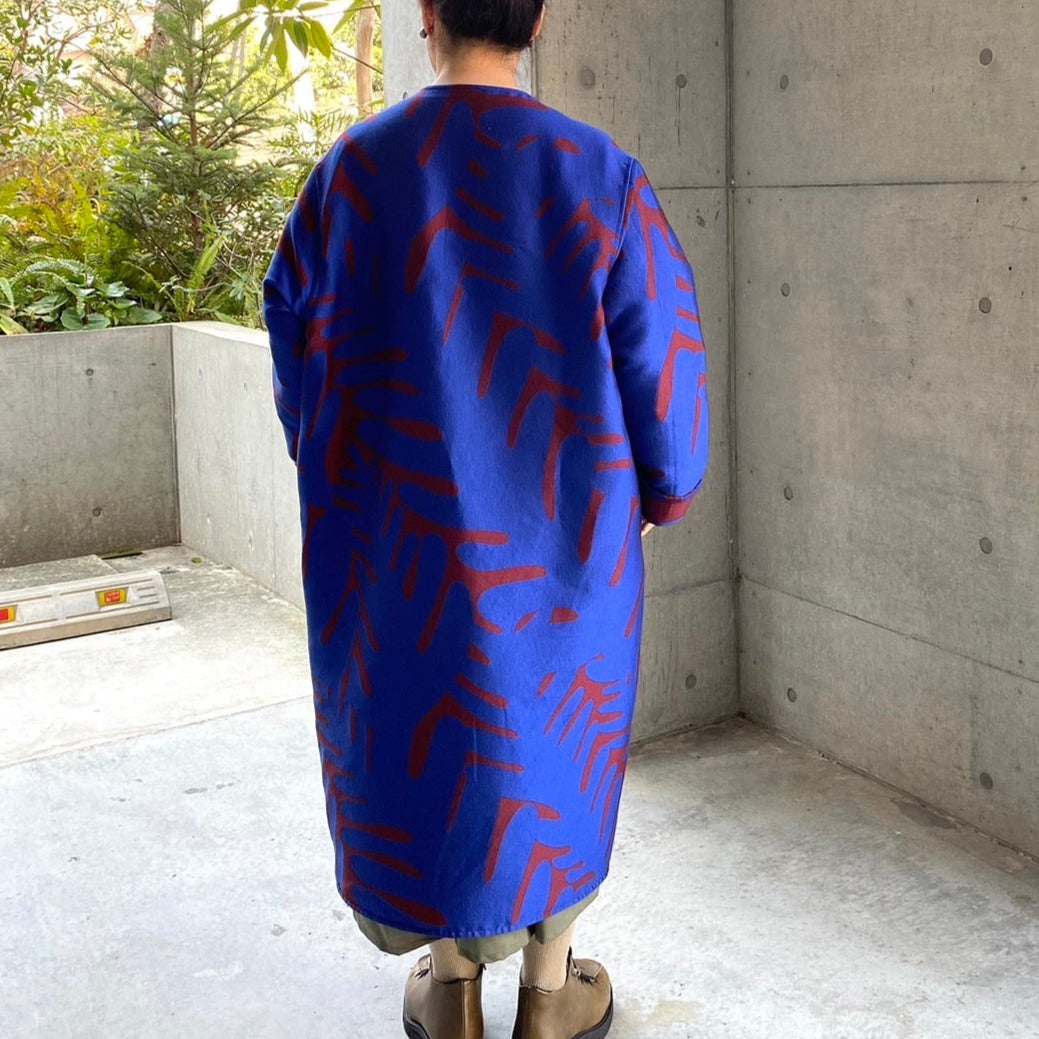 <受注生産:10月中旬予定>播州織 Wool/Cotton コクーンコート- black/light grey