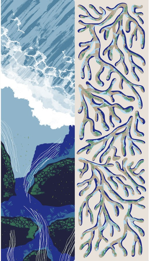 近江のリネンループスカーフ 'Mango Reef' salt white
