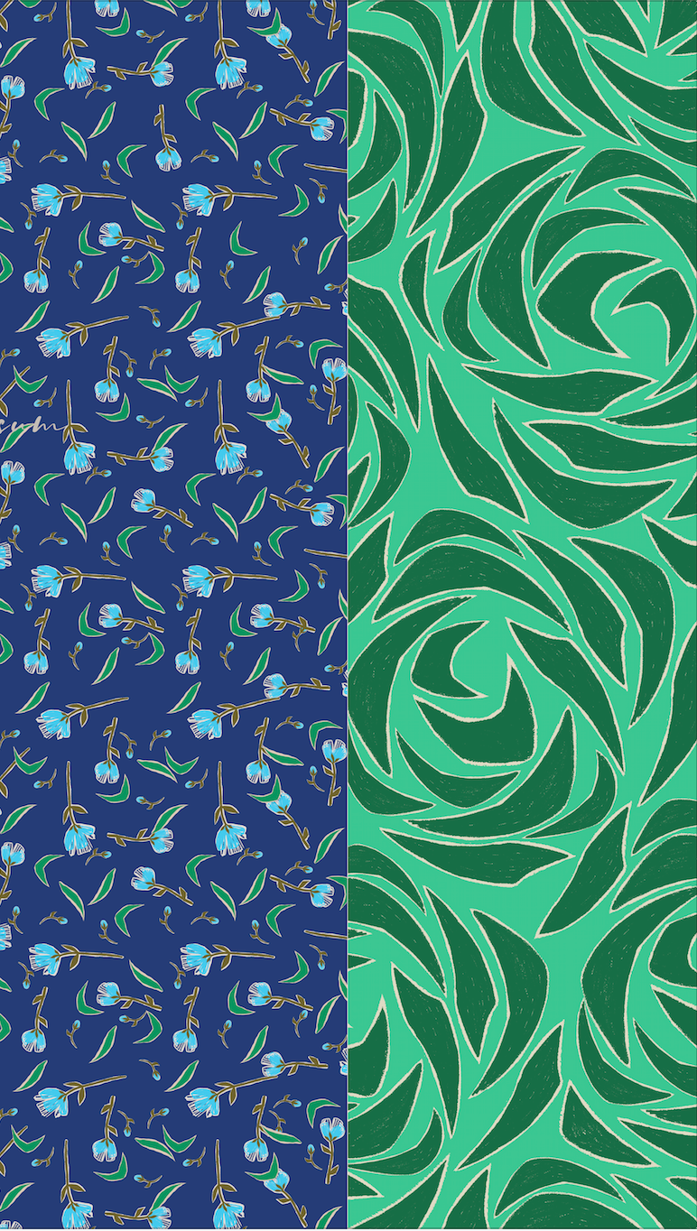 Silk/Silk 'Wingham' blue+green ループスカーフ