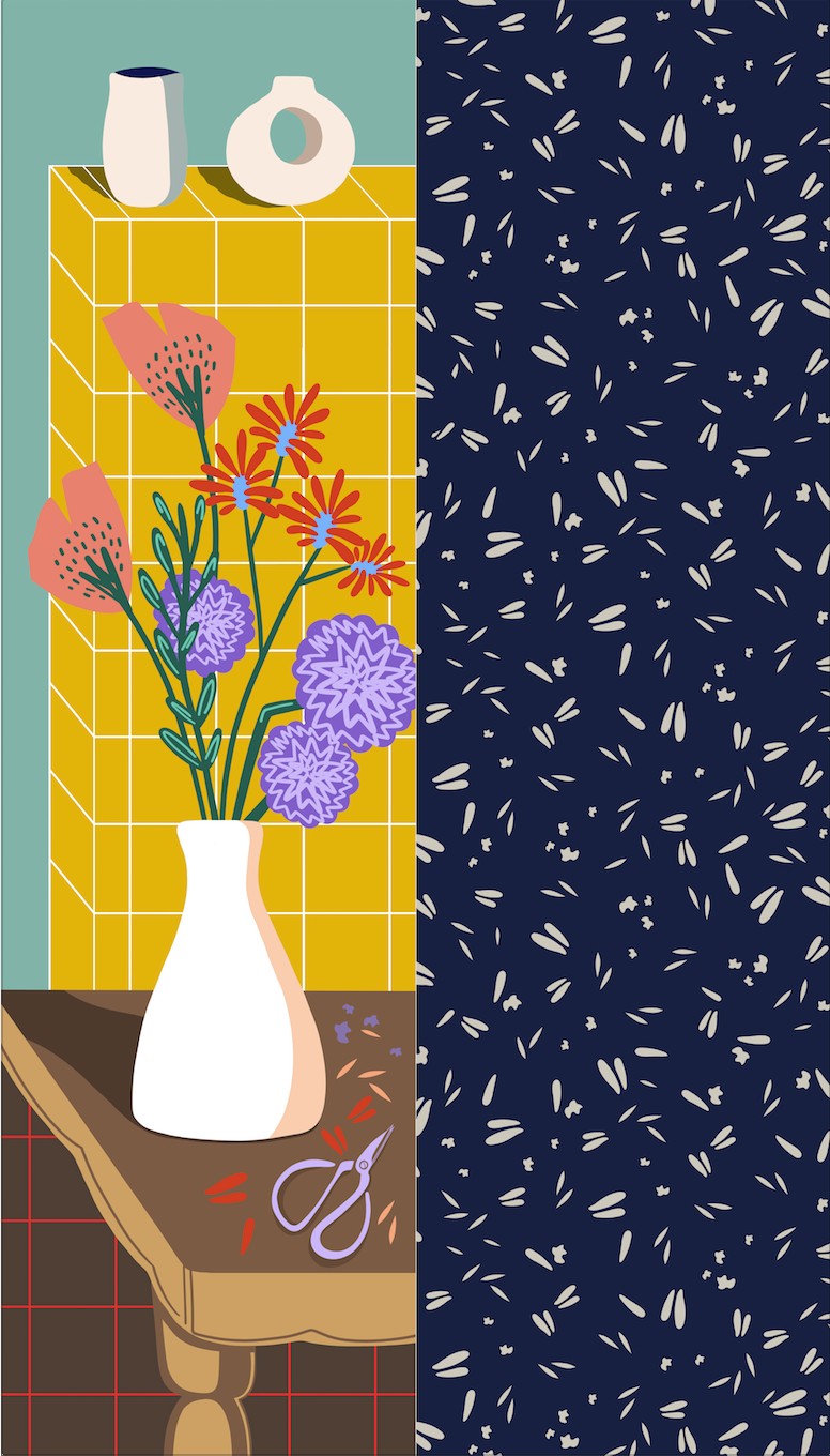 Silk/Silk 'Arrangement' yellow ループスカーフ