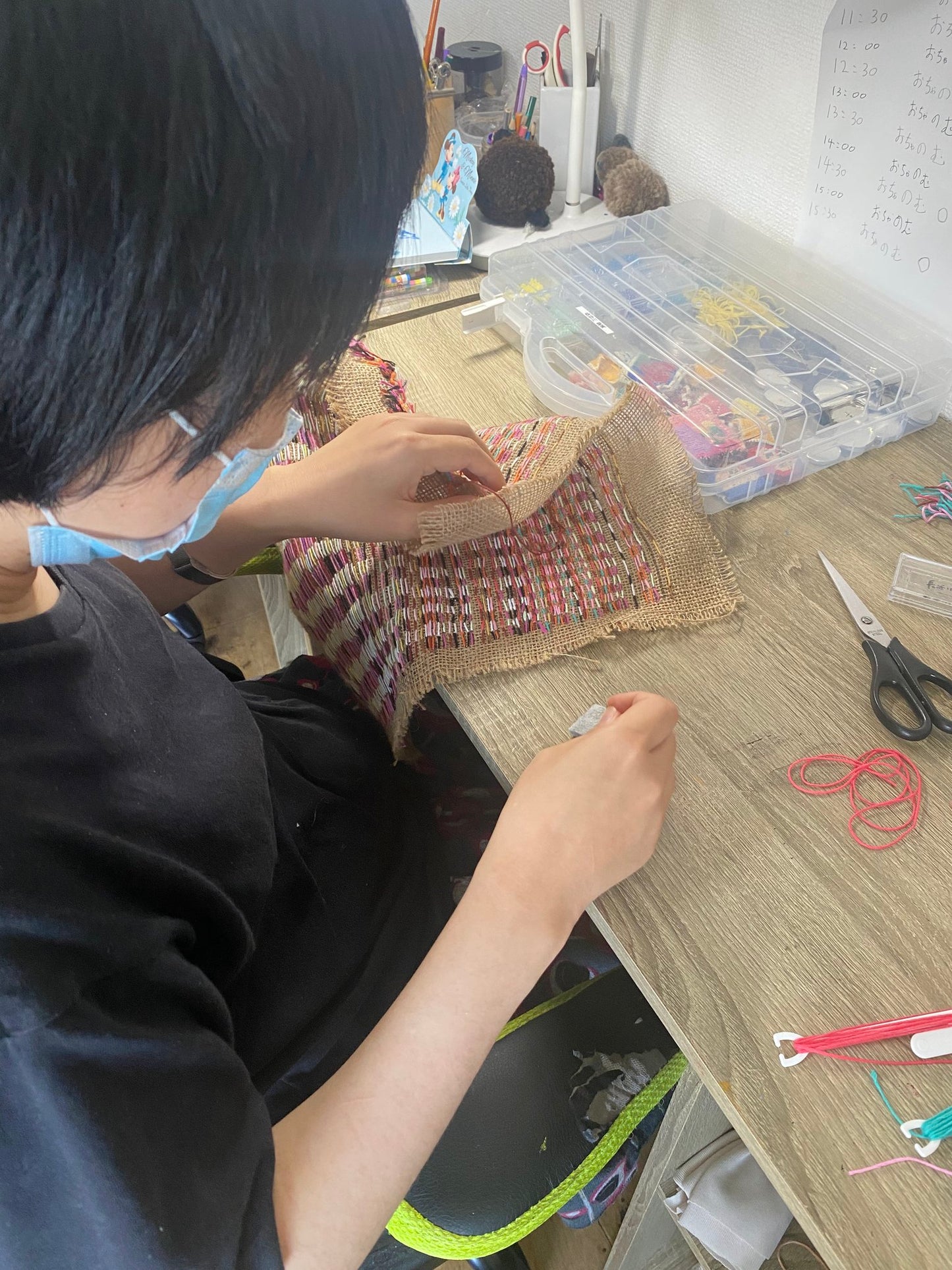 Mouchoir double gaze en coton bio vert 'Glandier'