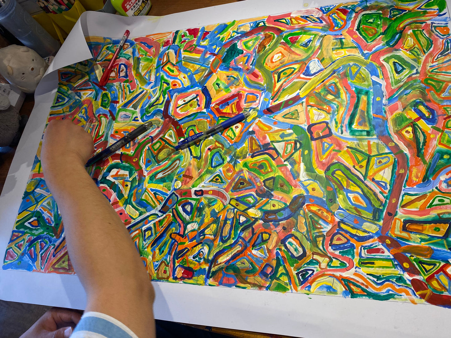 Double gaze Organic cotton 'Acorn Tree' green Handkerchief