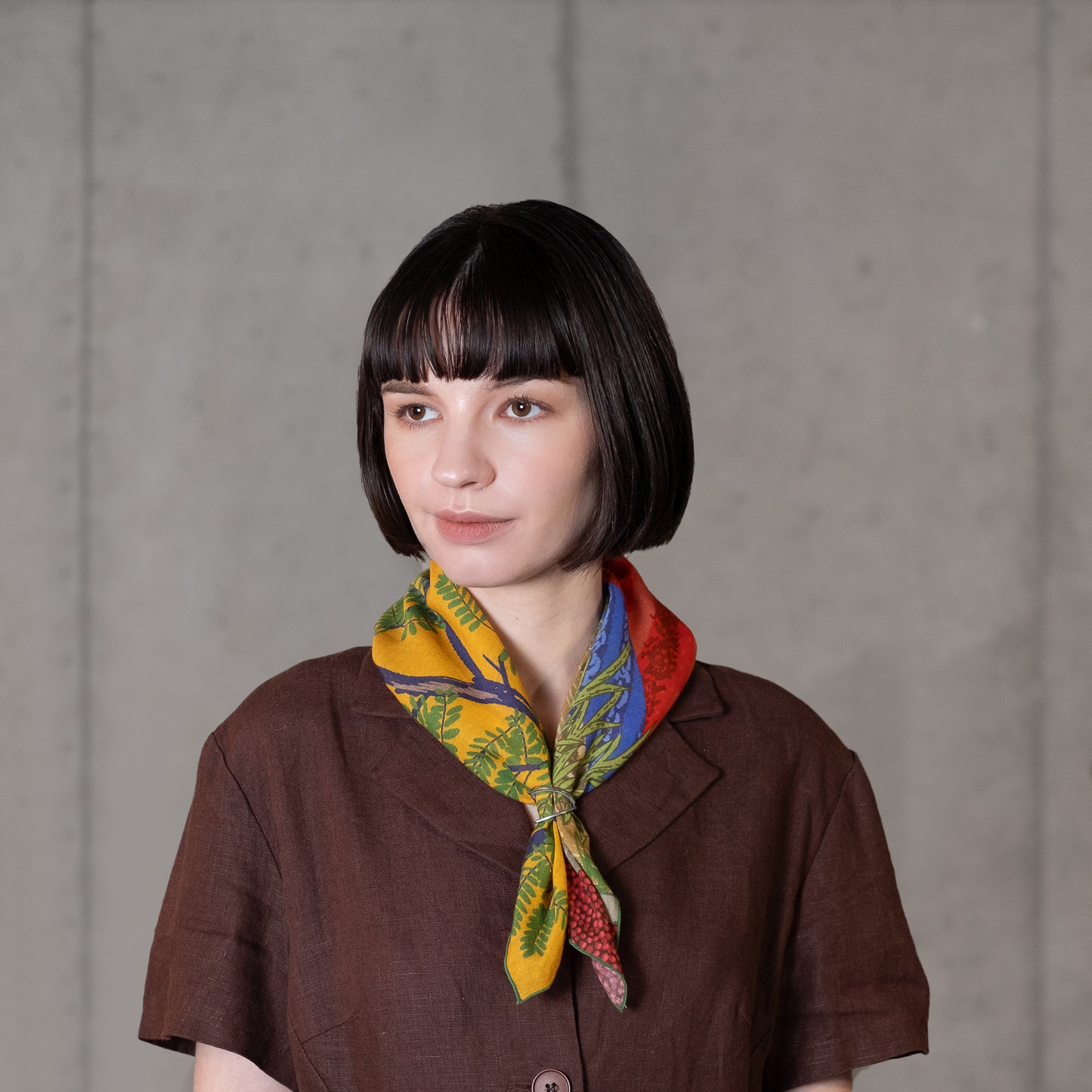 Organic cotton 'Kenyan Estate' リング付きミニスカーフ