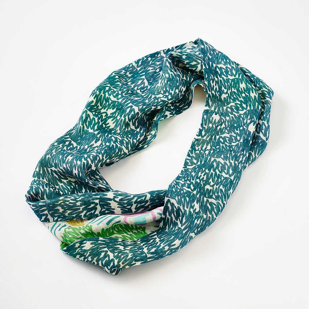 5月中入荷予定!Japanese Linen 'Bloom' white+blue ループスカーフ