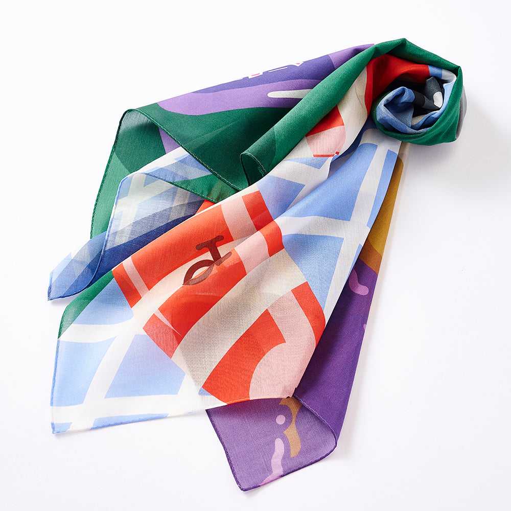 Japanese Printed Silk Cotton 'Salt&Pepper' 大判スカーフ | YARN&COPPER
