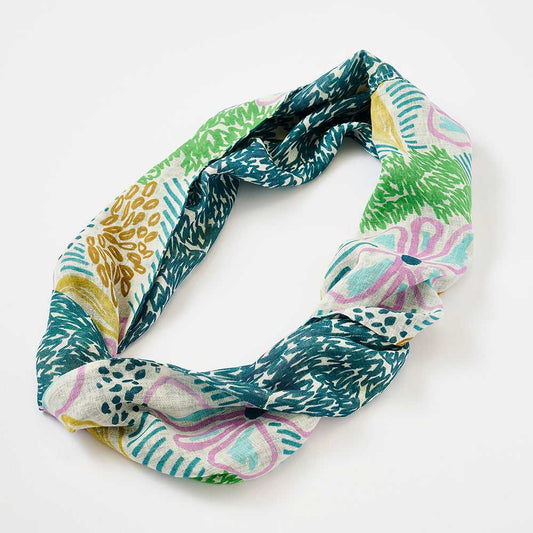 5月中入荷予定!Japanese Linen 'Bloom' white+blue ループスカーフ