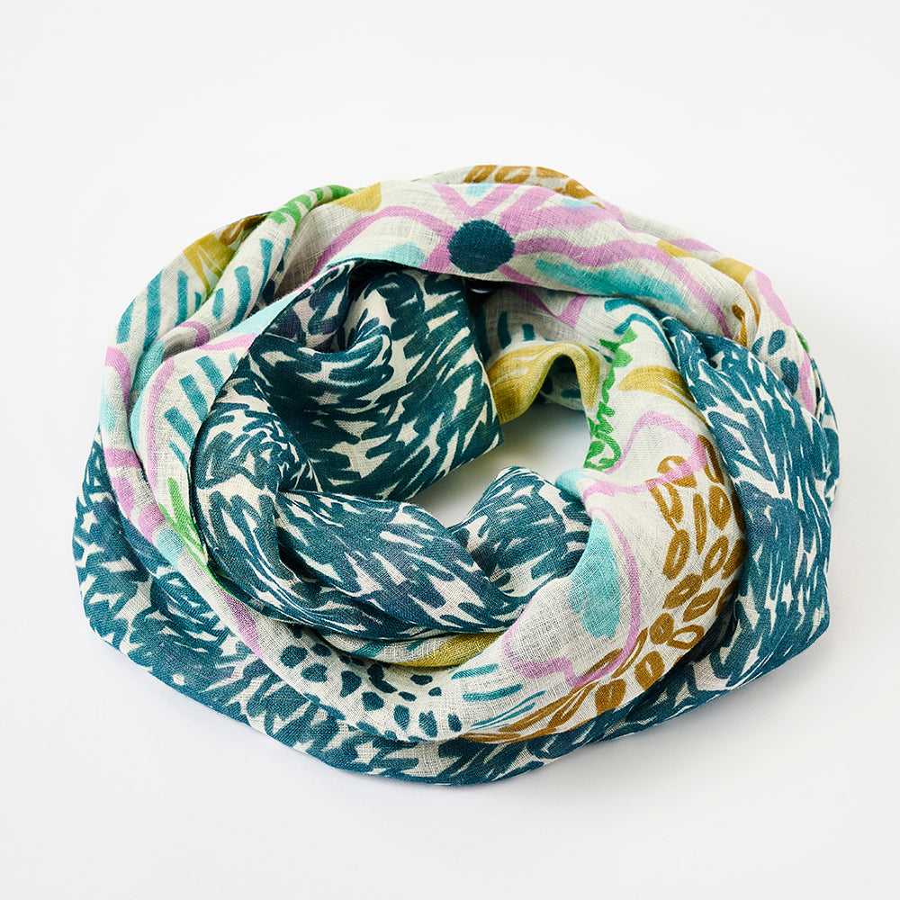 5月中入荷予定!Japanese Linen 'Bloom' white+blue ループスカーフ