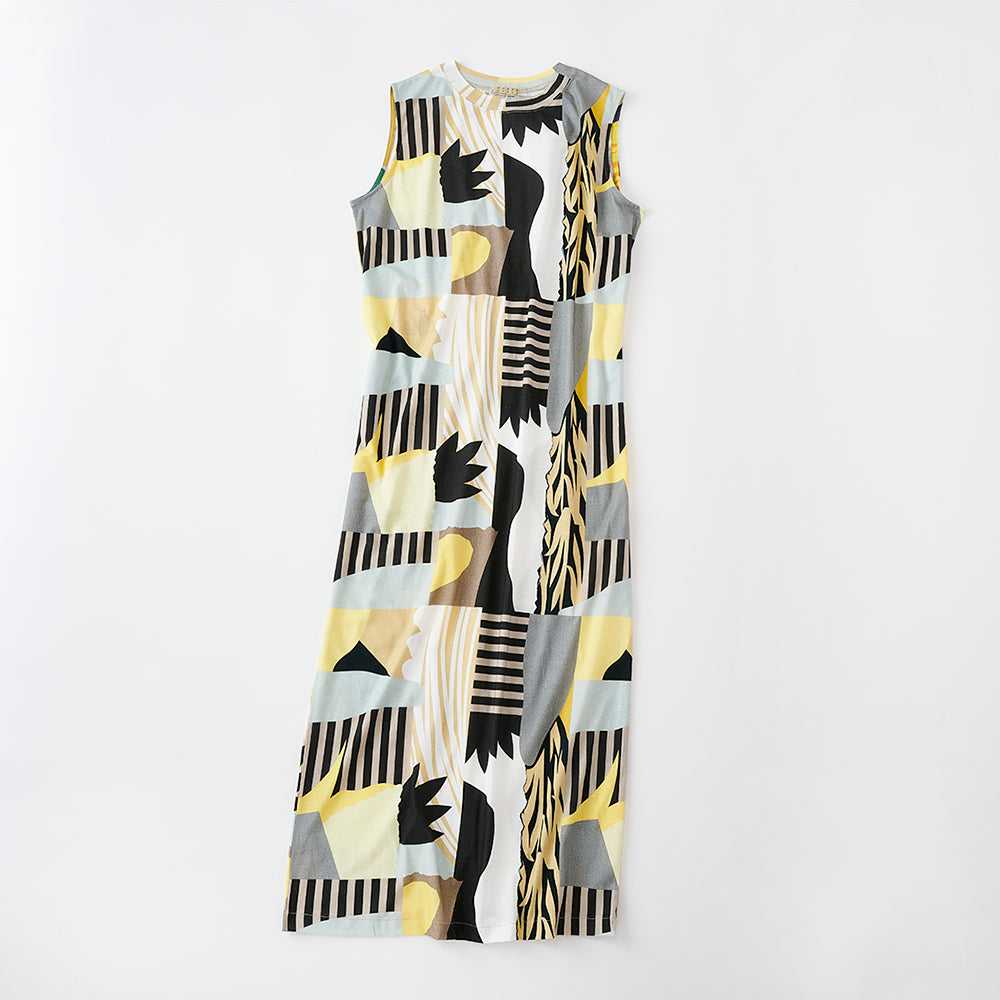 Japanese Printed Organic Cotton 'Howfield’ yellow/black タンクドレス