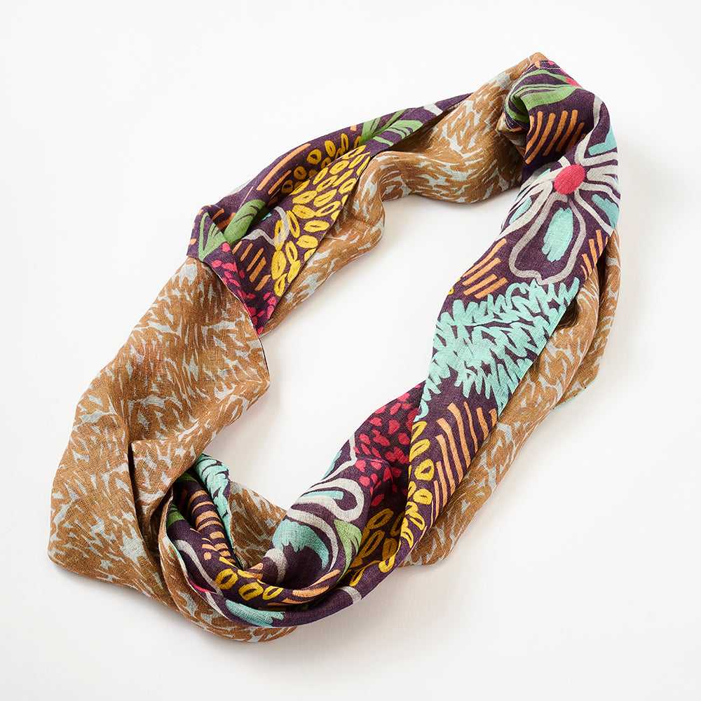 5月中入荷予定!Japanese Linen 'Bloom' purple+beige ループスカーフ