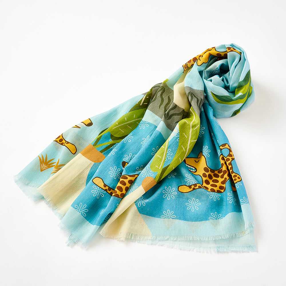 Japanese Printed Organic Cotton 'Magic Carpets' sky blue ロングストール