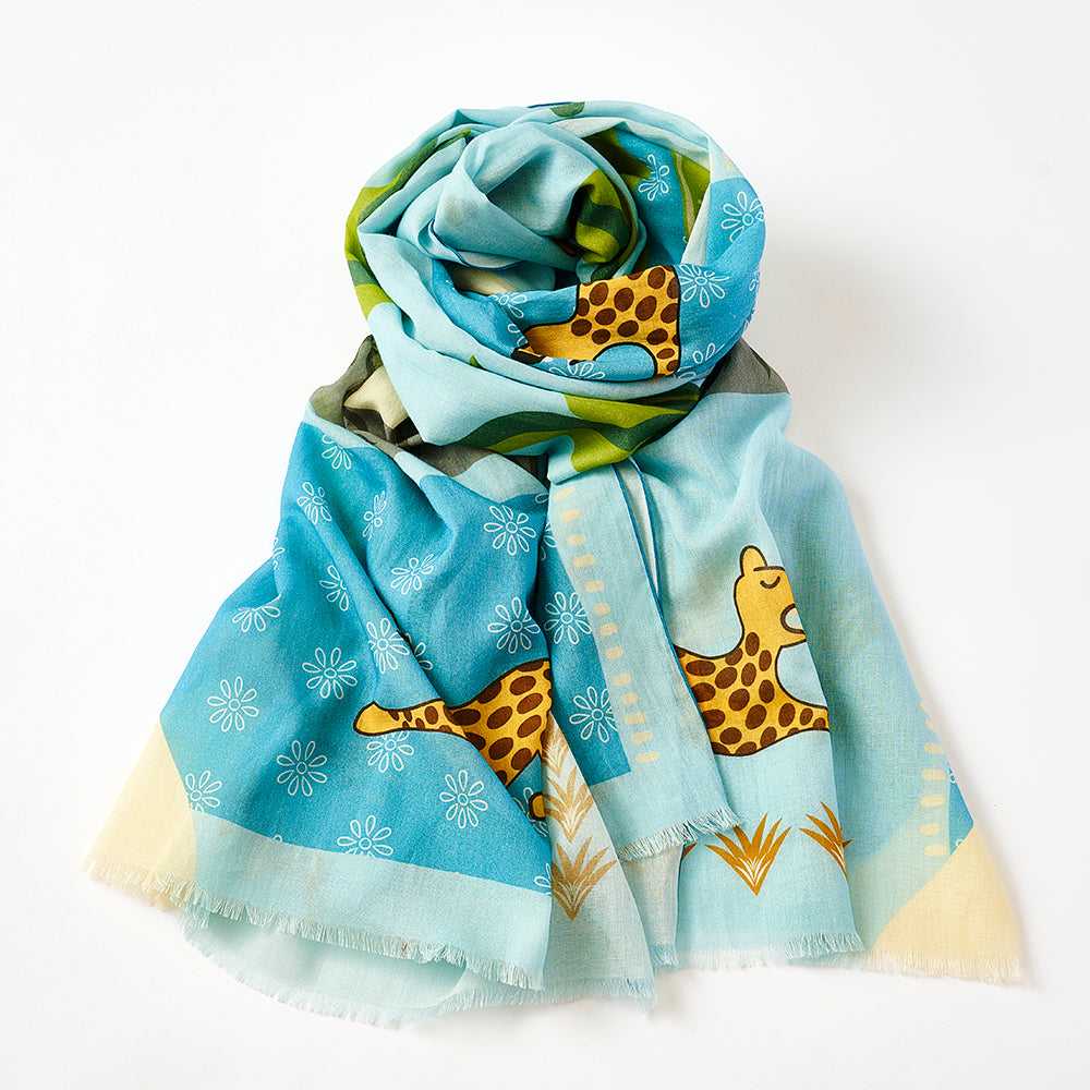 Japanese Printed Organic Cotton 'Magic Carpets' sky blue ロングストール