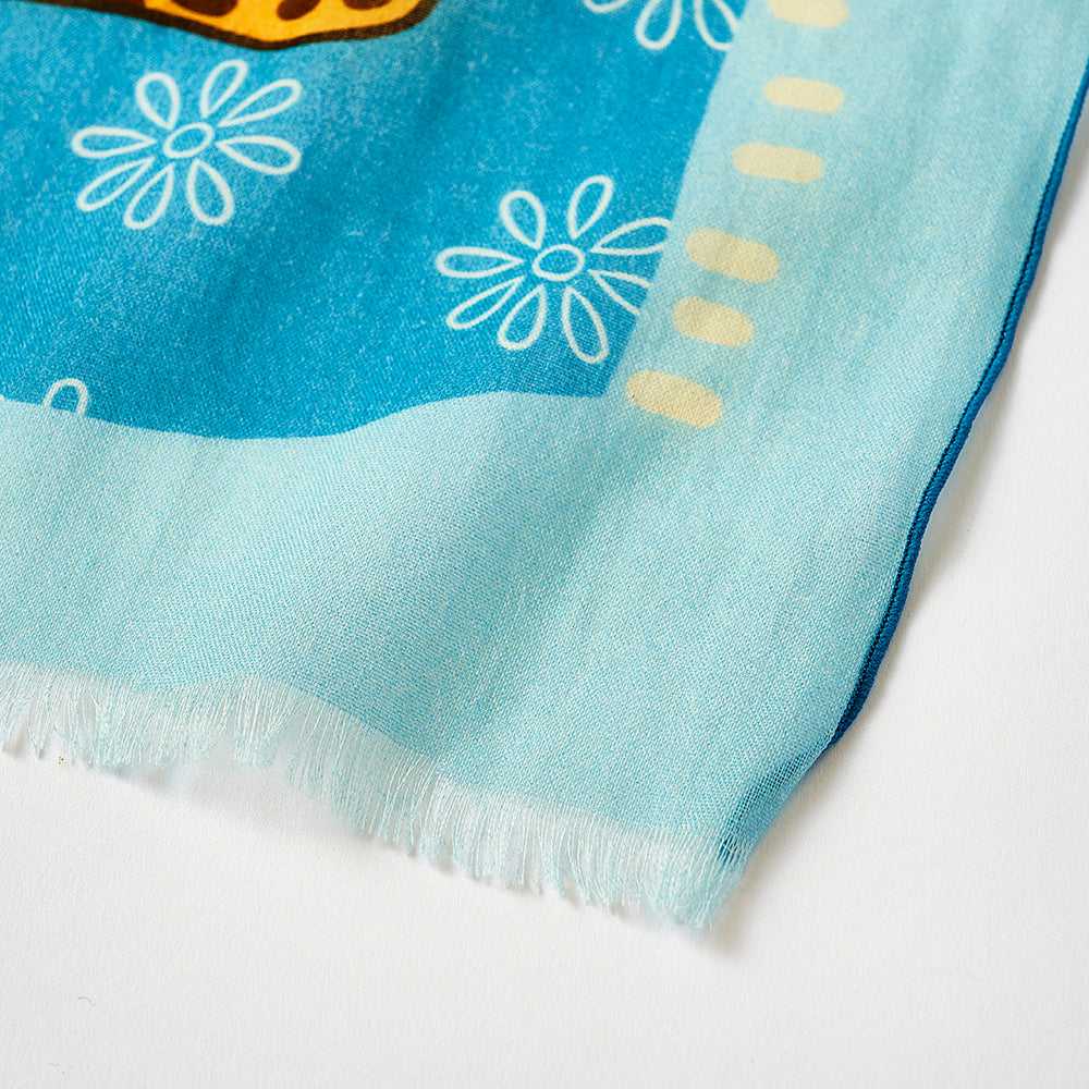Japanese Printed Organic Cotton 'Magic Carpets' sky blue ロングストール
