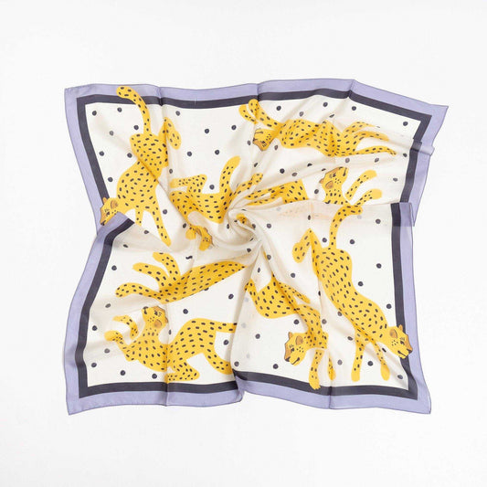 Japanese Printed Silk 'Chasing Leopards'  大判スカーフ | YARN&COPPER