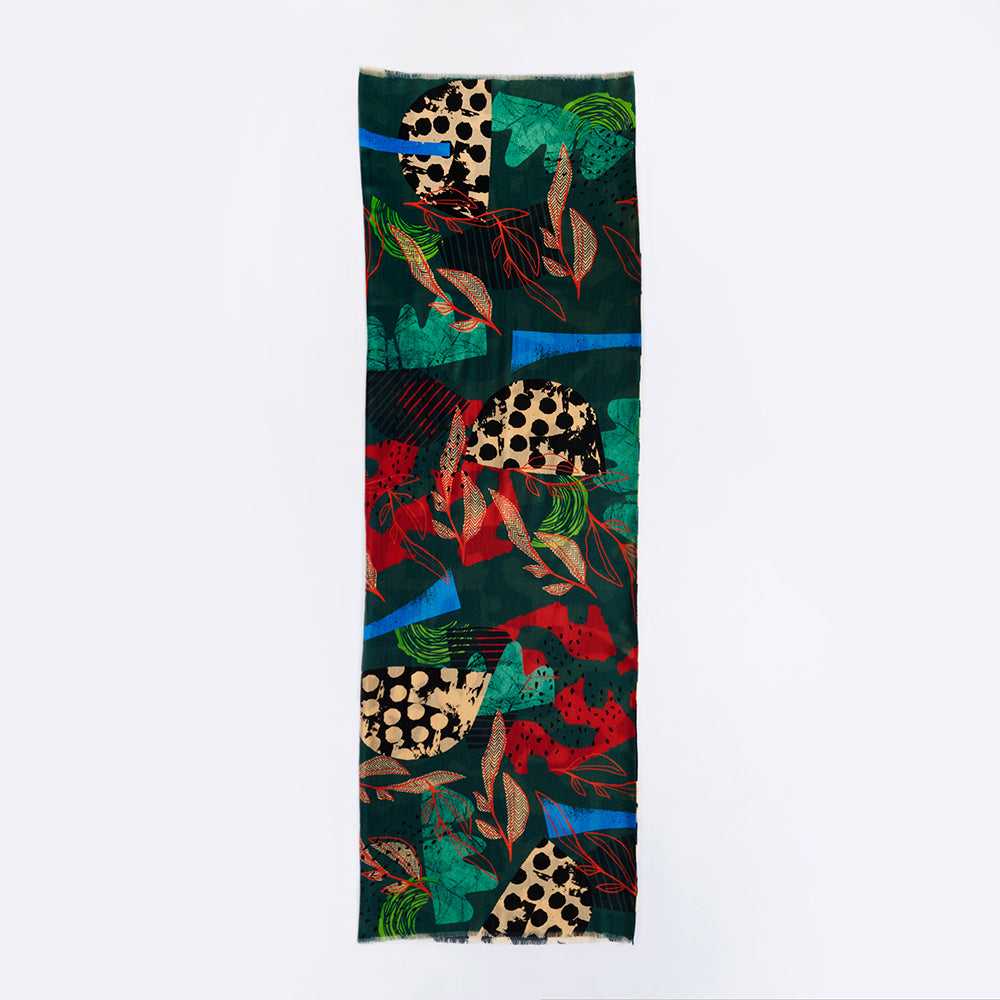 再入荷!Japanese Merino Wool 'November' green 二重仕立てのロングストール