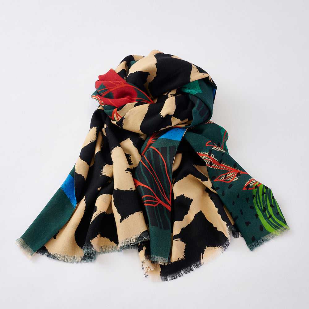 再入荷!Japanese Merino Wool 'November' green 二重仕立てのロングストール