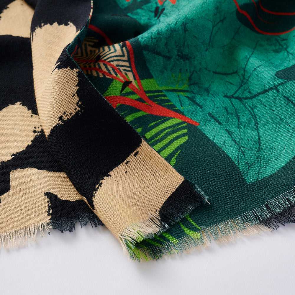 再入荷!Japanese Merino Wool 'November' green 二重仕立てのロングストール