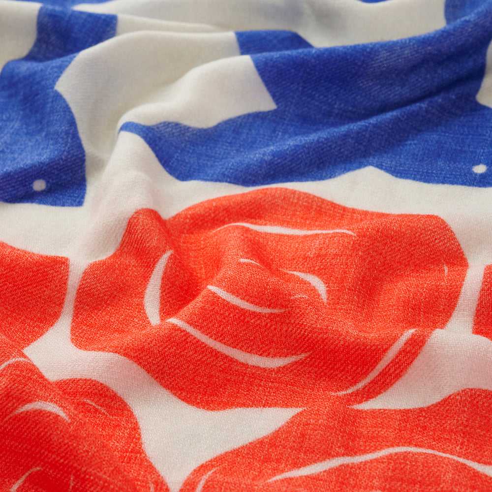 Japanese Printed Soft wool twill 'Stockholm' white ロングストール