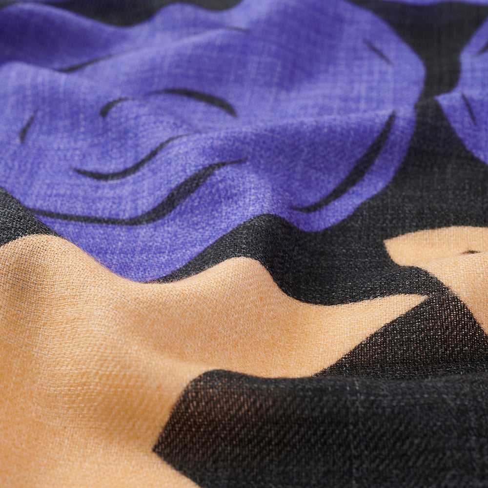 Japanese Printed Soft wool twill 'Stockholm' black ロングストール