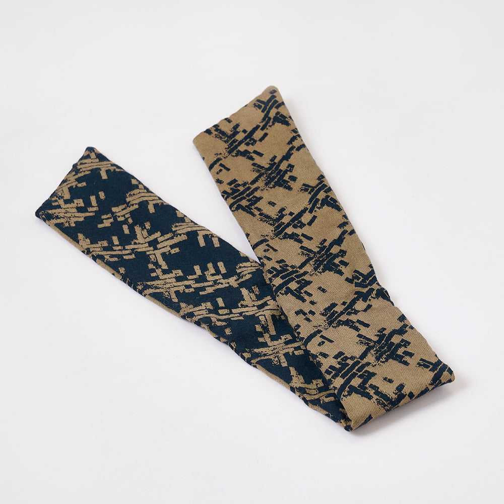 播州織 Japanese Wool/Cotton リバーシブルヘッドスカーフ/ミニスカーフ Greige