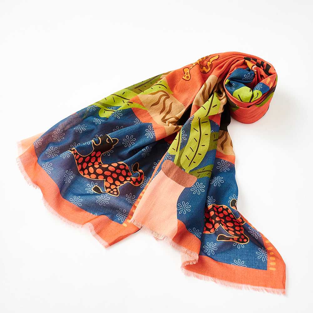 4月中末入荷予定!Japanese Printed Organic Cotton 'Magic Carpets' b.red ロングストール