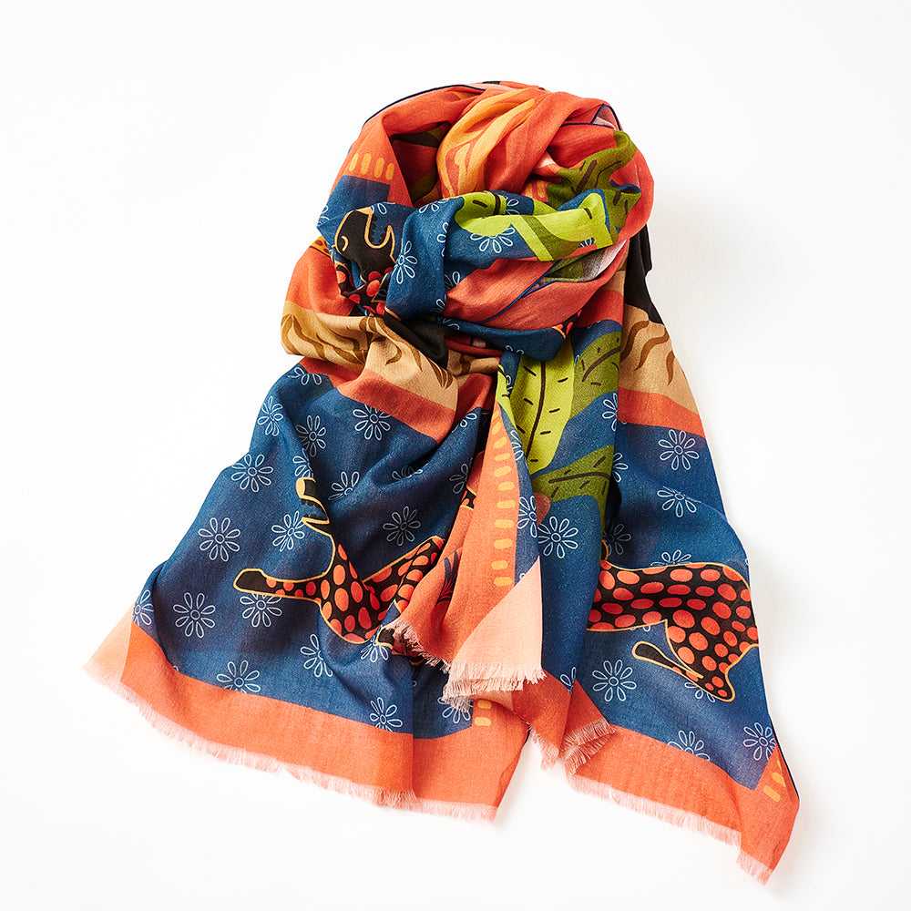 4月中末入荷予定!Japanese Printed Organic Cotton 'Magic Carpets' b.red ロングストール