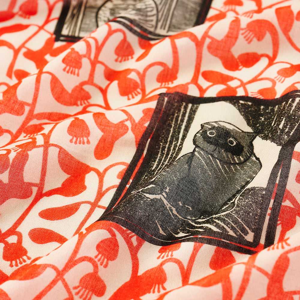5月再入荷予定!Japanese Printed Organic cotton 'Cat Portraits' R リング付きミニスカーフ