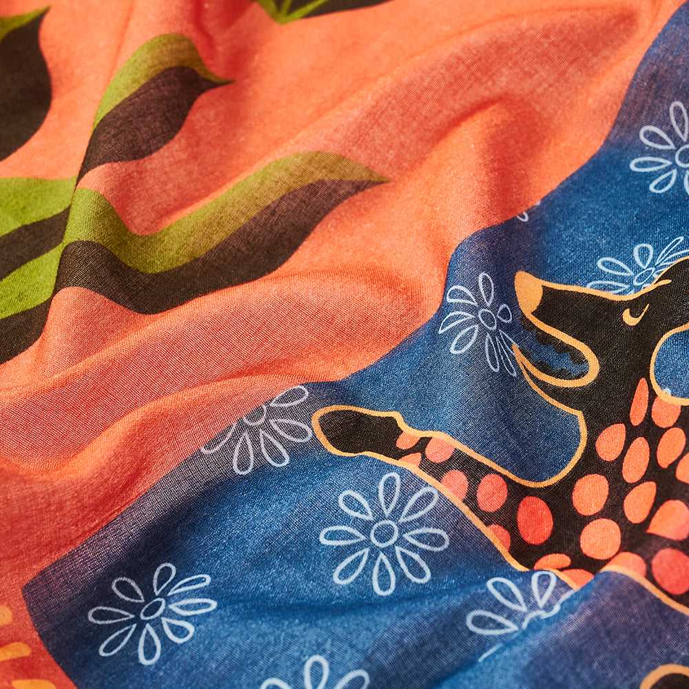 4月中末入荷予定!Japanese Printed Organic Cotton 'Magic Carpets' b.red ロングストール